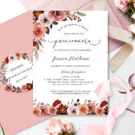水エレガント色ピンクフローラクインセアニラ 招待状
