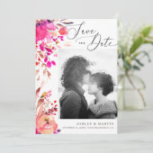 水エレガント色ピンクフローラ秋秋結婚の セーブザデート (スタンド正面)