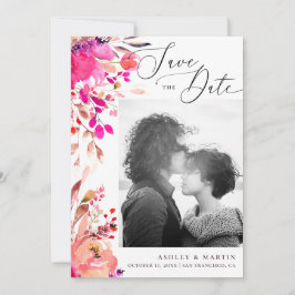 水エレガント色ピンクフローラ秋秋結婚の セーブザデート