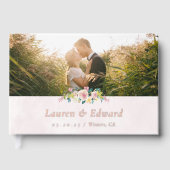 水エレガント色ピンクフローラ結婚ズ ゲストブック (正面)