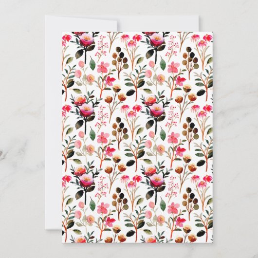 水エレガント色ピンクフローラ緑結婚色 招待状 (裏面)