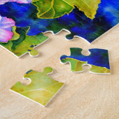 水エレガント色ピンクフローラ花Hollyhocks ジグソーパズル (側面)