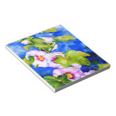 水エレガント色ピンクフローラ花Hollyhocks ノートパッド (アングル)