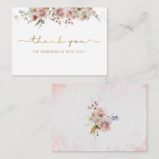 水エレガント色ピンクフローラ赤ちゃんシャワー感謝してい ノートカード (正面/裏面)