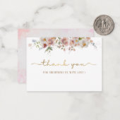 水エレガント色ピンクフローラ赤ちゃんシャワー感謝してい ノートカード (正面/裏面インサイチュ)