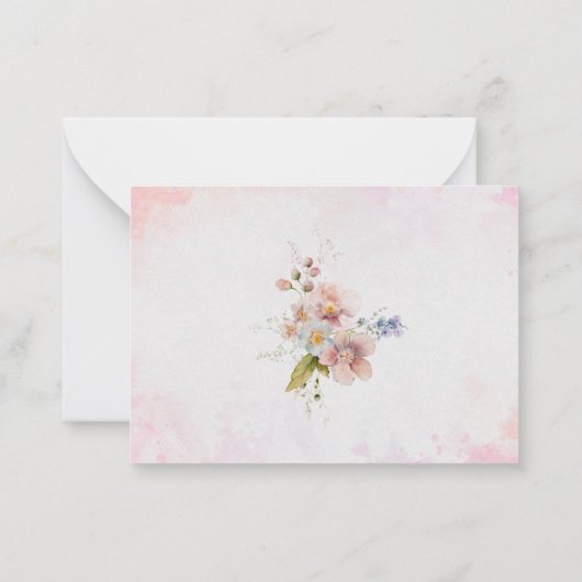 水エレガント色ピンクフローラ赤ちゃんシャワー感謝してい ノートカード (裏面)