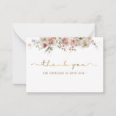 水エレガント色ピンクフローラ赤ちゃんシャワー感謝してい ノートカード (正面)