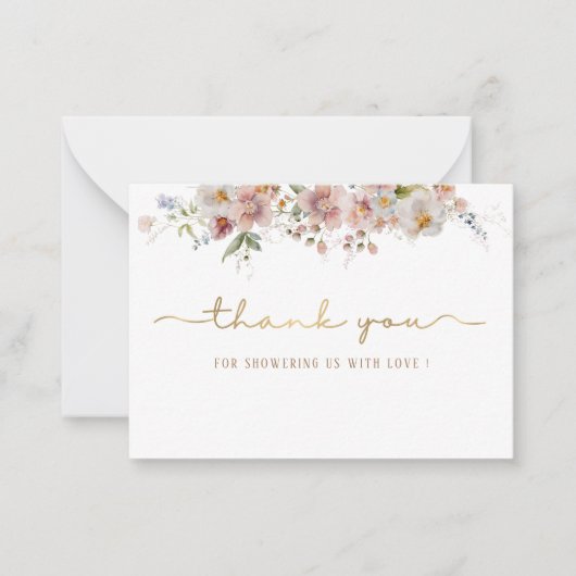水エレガント色ピンクフローラ赤ちゃんシャワー感謝してい ノートカード (正面)
