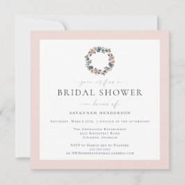 水エレガント色ピンクブルーリースブライダルシャワー 招待状