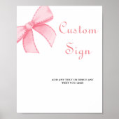 水エレガント色ピンクボウブライダルシャワー標識 ポスター (正面)