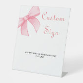 水エレガント色ピンクボウブライダルシャワー標識 台座サイン (正面)