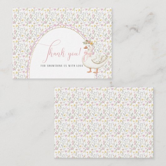 水エレガント色ピンクボウ一つ間抜けのガチョウベビー ノートカード (正面/裏面)