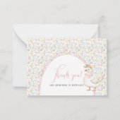 水エレガント色ピンクボウ一つ間抜けのガチョウベビー ノートカード (正面)