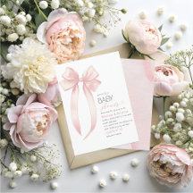 水エレガント色ピンクボウ女の子の赤ちゃんシャワー