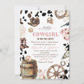 水エレガント色ピンクリトル女性のカーボーイベビーショウ 招待状 (正面)