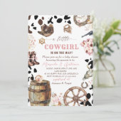 水エレガント色ピンクリトル女性のカーボーイベビーショウ 招待状 (スタンド正面)