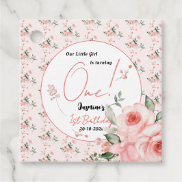 水エレガント色ピンクローズガール1st誕生日 フェイバータグ