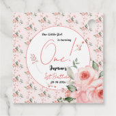 水エレガント色ピンクローズガール1st誕生日 フェイバータグ (裏面)