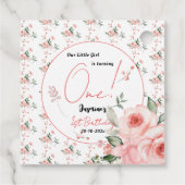 水エレガント色ピンクローズガール1st誕生日 フェイバータグ (裏面)