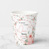 水エレガント色ピンクローズガール1st誕生日 紙コップ (正面)