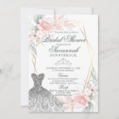 水エレガント色ピンクローズブライダルシャワーインビタット 招待状 (正面)