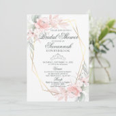 水エレガント色ピンクローズブライダルシャワーインビタット 招待状 (スタンド正面)