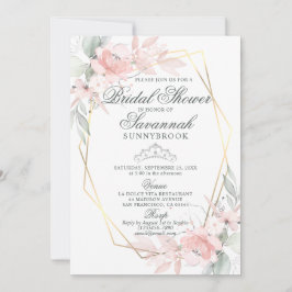 水エレガント色ピンクローズブライダルシャワーインビタット 招待状
