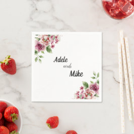 水エレガント色ピンクローズブーケ結婚ス スタンダードカクテルナプキン