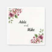 水エレガント色ピンクローズブーケ結婚ス スタンダードカクテルナプキン (正面)