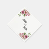 水エレガント色ピンクローズブーケ結婚ス スタンダードカクテルナプキン (角)