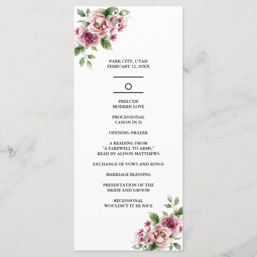 水エレガント色ピンクローズブーケ結婚ス プログラム (正面)