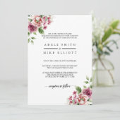 水エレガント色ピンクローズブーケ結婚ス 招待状 (スタンド正面)