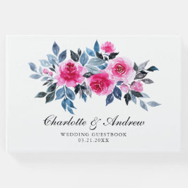 水エレガント色ピンクローズ結婚ズ ゲストブック