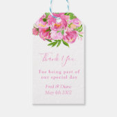 水エレガント色ピンク牡丹のフローラ結婚 ギフトタグ (正面)