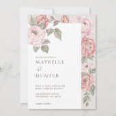 水エレガント色ピンク牡丹開花フローラ 招待状 (正面)