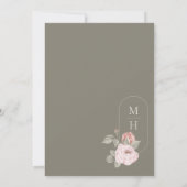 水エレガント色ピンク牡丹開花フローラ 招待状 (裏面)