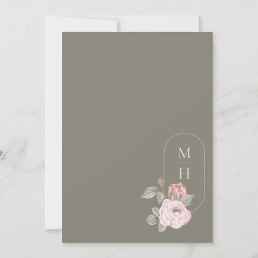 水エレガント色ピンク牡丹開花フローラ 招待状 (裏面)