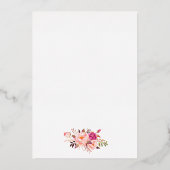 水エレガント色ピンク赤面フローラ結婚金ゴールド 箔招待状 (裏面)