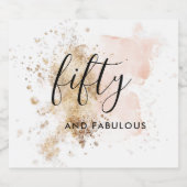 水エレガント色ピンク金ゴールド50誕生日スクリプト リキュールボトルラベル (シングルラベル)