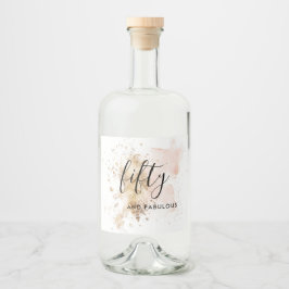 水エレガント色ピンク金ゴールド50誕生日スクリプト リキュールボトルラベル