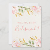 水エレガント色ピンク&金ゴールドブライドメイド提案 招待状 (正面)