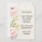 水エレガント色ピンク&金ゴールドブライドメイド提案 招待状 (裏面)