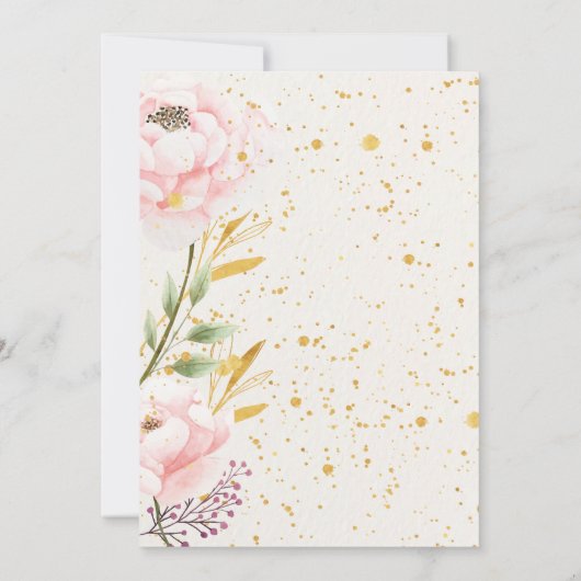 水エレガント色ピンク&金ゴールド45th誕生日パーティー 招待状 (裏面)