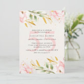 水エレガント色ピンク&金ゴールド55th誕生日パーティー 招待状 (スタンド正面)