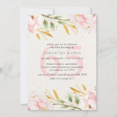 水エレガント色ピンク&金ゴールド65th誕生日パーティー 招待状 (正面)