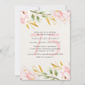 水エレガント色ピンク&金ゴールド75th誕生日パーティー 招待状 (正面)