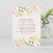 水エレガント色ピンク&金ゴールド75th誕生日パーティー 招待状 (スタンド正面)