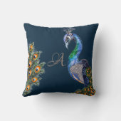 水エレガント色ピーコックモノグラムネイビー クッション (裏面)