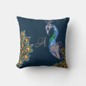 水エレガント色ピーコックモノグラムネイビー クッション (正面)