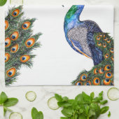 水エレガント色ピーコックモノグラム キッチンタオル (折り畳み)